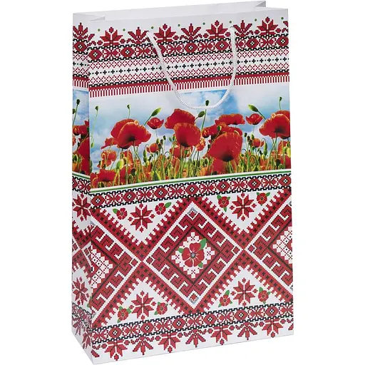 Пакет подарочный "Патриотический" 5044 цветной, большой вертикальный 39 х 25 х 8см Вид 3 - фото 1