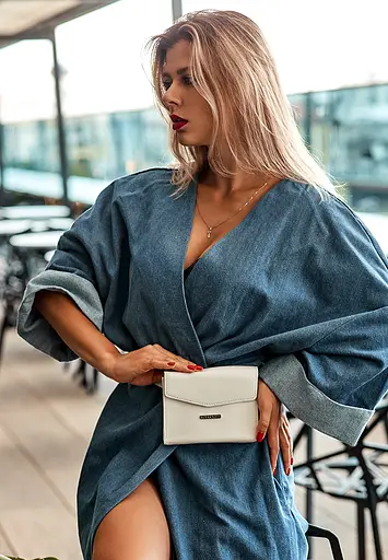 Жіноча шкіряна сумка поясна / кроссбоді Mini біла - фото 2