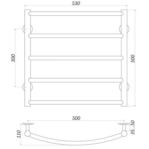Полотенцесушитель UNIO D W 500-500-5 Лестница Дуга (20652) - фото 3
