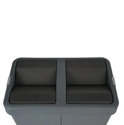 Мусорное ведро Motek двойное 40 л +40 л с поворотной крышкой 55х35.5х59 см Антрацит (COB-414)  - фото 2