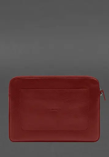 Кожаный чехол BlankNote для ноутбука на молнии с карманом и петлей на руку Красный - фото 3