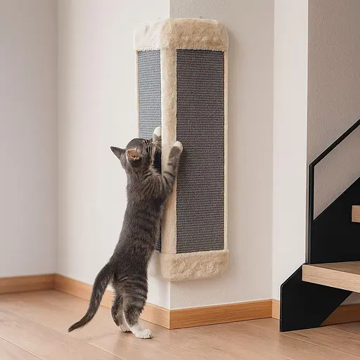 Дряпка Trixie для котів настінна кутова сизаль/плюш сіра 32x60 см [CD] - фото 2