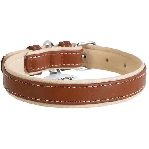 Ошейник для собак Waudog Soft с QR паспортом кожаный Ш 35 мм, Д 57-71 см коричневый - фото 2