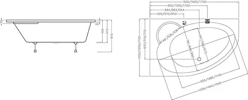 Ванна акрилова Ravak Asymmetrc 160x105 права CB61000000 - фото 2