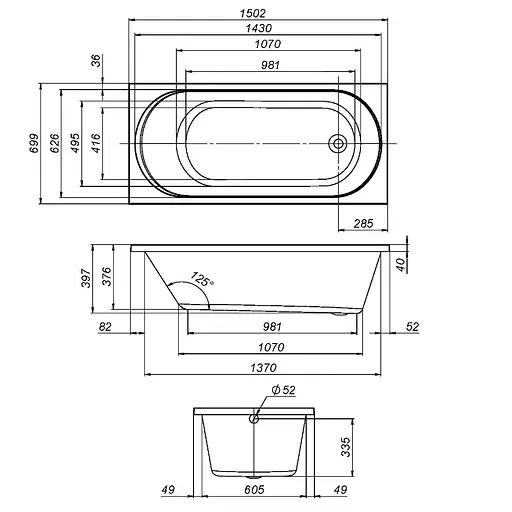 Ванна акриловая AM.PM X-Joy 150x70 см белый W94A-150-070W-A1 Белый - фото 7