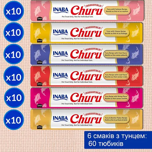 Лакомство Inaba Churu для кошек сливочный мусс в стиках "Разновидности тунца" 4x14 г - фото 2