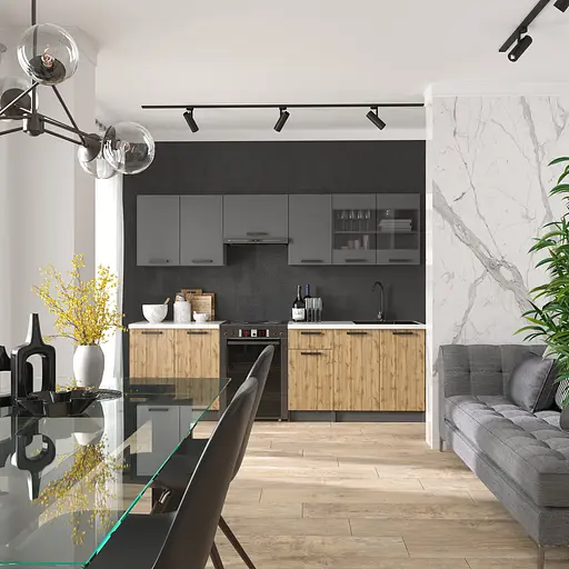 Кухня модульная MebelStar Nika 2,6 м Антрацит/Дуб тахо (MBS-1470)