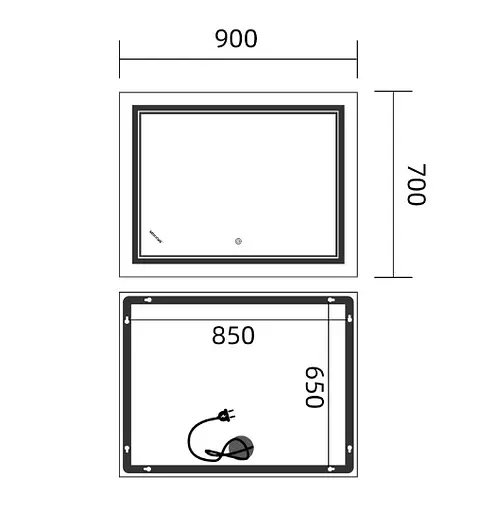 Зеркало Mixxus Premium QUADRO MR20-90x70-REVERSE (LED Touch, Anti-fog) (MP6621) - фото 5