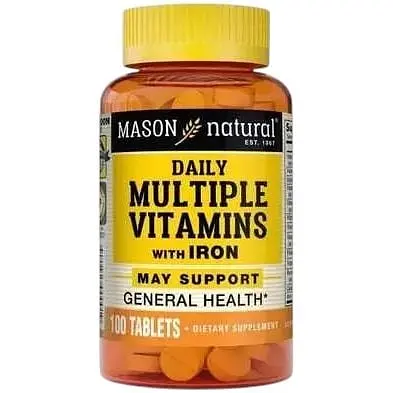 Вітаміни та мінерали Mason Natural Daily Multiple Vitamins with Iron, 100 таблеток