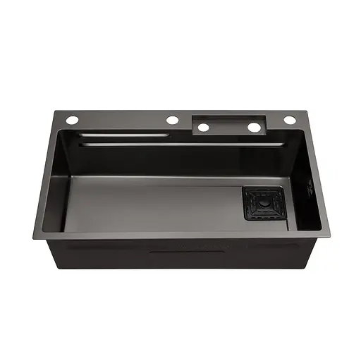 Кухонная мойка Kroner KRP Schwarze - SET7545HM PVD (3.0/0.8 мм) CV033382, Черный - фото 11