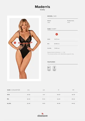 Боді Obsessive Maderris XS/S чорний - фото 7