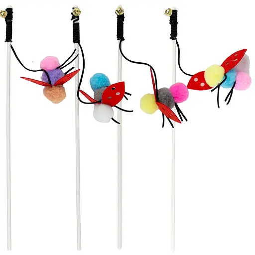 Игрушка для кошек Agility Жучок удочка с колокольчиком в ассортименте 35 см