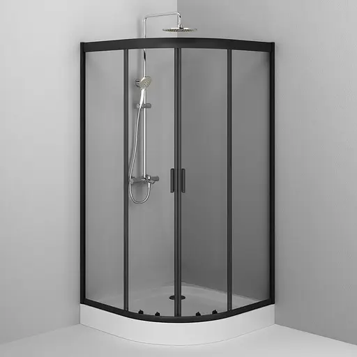 Душевая кабина Am.Pm Gem 1/4 Round 100x100 см без поддона black W90UG-401-100BT, прозрачный, черный - фото 3