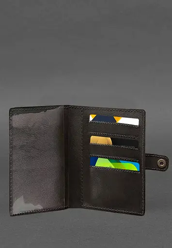 Кожаная обложка-портмоне для военного билета 15.0 темно-коричневая - фото 4