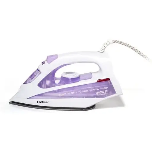 Утюг Holmer HIT-2430, Purple, 2400W, тефлон, паровой удар 120 г/мин, постоянная подача пара 30 г/мин, вертикальная отпарка, очистка от накипи - фото 2