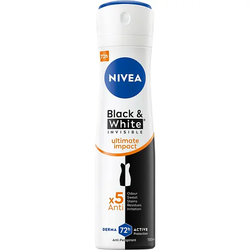 Антиперспірант NIVEA Чорне та Біле невидимий: ULTIMATE IMPACT спрей 150 мл (83486) - фото 1