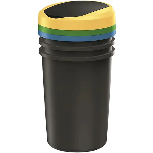 Баки для сортировки мусора Prosperplast Keden Compacta R комплект 3x40 л черный, крышка синяя, зеленая, желтая - фото 2