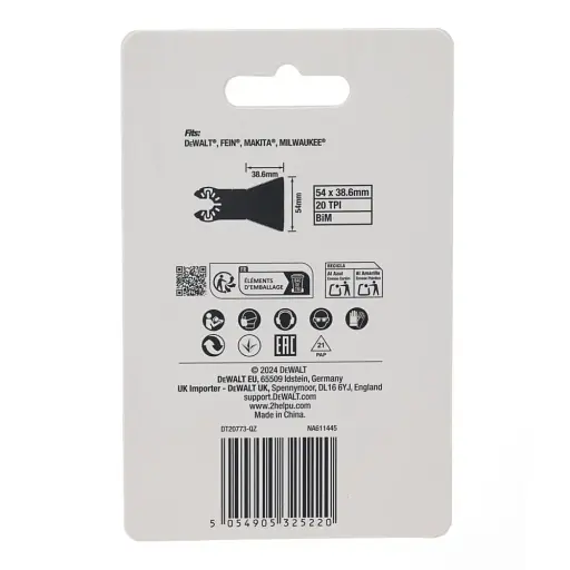 Пильное полотно трехстороннее DeWalt Extreme для DWE315, DCS355 L 54 мм 20 зубьев/дюйм 1 шт. (DT20773) - фото 5