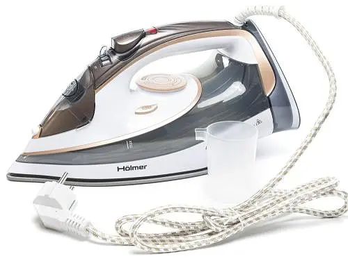 Утюг Holmer HIC-2638, White, 2600 Вт, керамика, паровой удар 130 г/мин, постоянная подача пара 40 г/мин, вертикальное отпаривание, очистка от накипи - фото 4