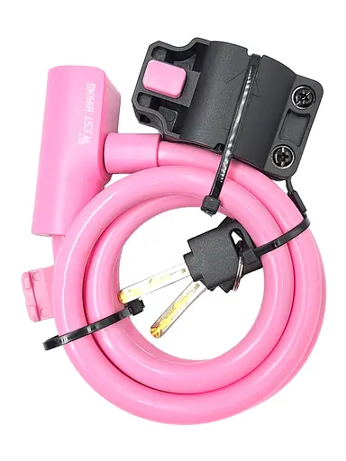 Велосипедний замок West Biking YP0705102 12 x 1150 мм тросовий під ключ рожевий (G0001858)