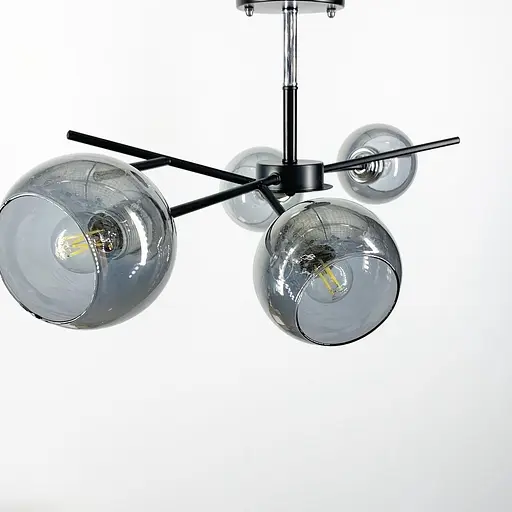 Люстра в черном корпусе на 4 лампы Line.F Цвет плафона Белый - фото 2