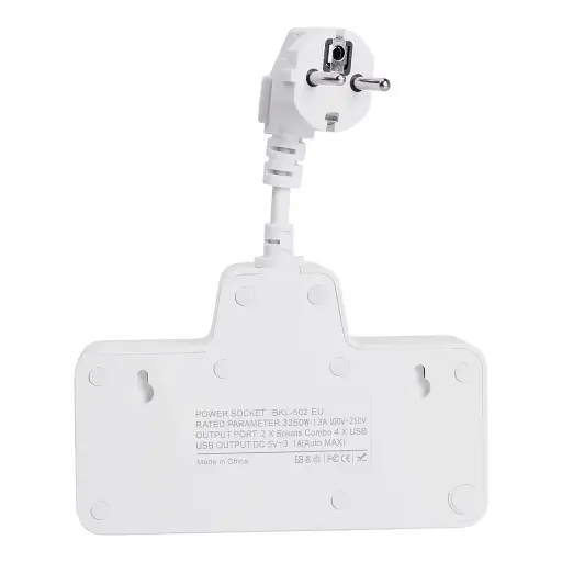 Мережевий фільтр-розгалужувач Yiwu HP-5-17 SNAILS BKL-502 EU на 2 розетки LED 4 USB білий  - фото 4