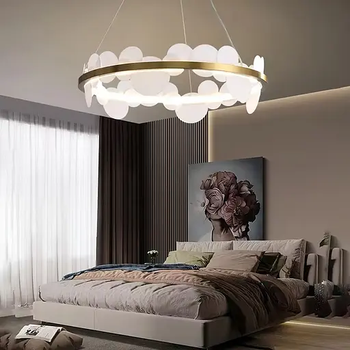 Кольцевая подвесная люстра в латунном корпусе Ø 57 см Ст. MJ204-600 AB | Line F - фото 5