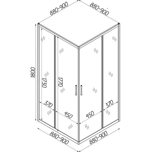 Душевая кабина Bravo квадратная без поддона Odra N90GB 1 шт., черный матовый, тонированный - фото 7