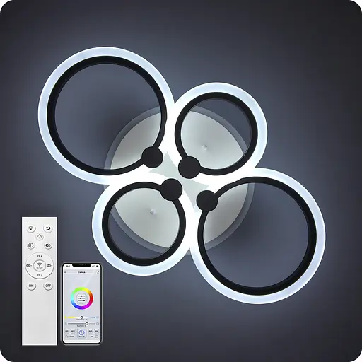 Люстра светодиодная 517 Light 3color с пультом 76 Вт Черный (02044) - фото 4