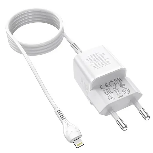 Адаптер сетевой HOCO Type-C для Lightning Cable Prestige charger set N20 |1USB/1Type-C, 20W, 3A, QC/PD| - фото 2