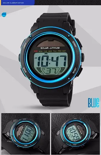 Чоловічий спортивний годинник Skmei 1096 із сонячною батареєю (Синій) - фото 5