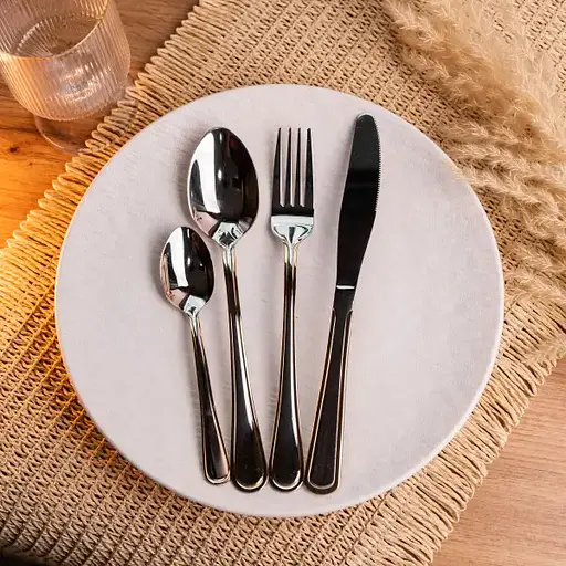 Набор столовых приборов Yiwu из нержавеющей стали на 6 персон 24 предмета столовая ложка вилка чем серебристый подарочная упаковка HP-16978-25 - фото 2