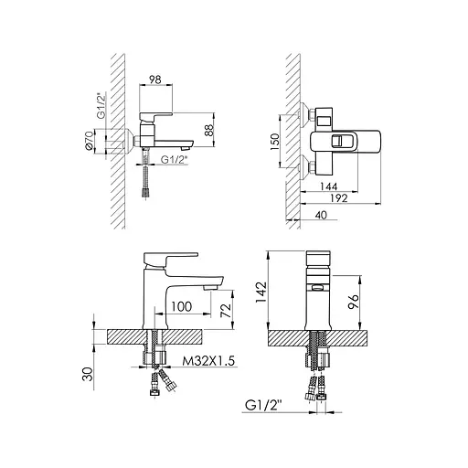 Набор смесителей для ванны Lidz Wawel 001 + Wawel 006 Chrome - фото 2