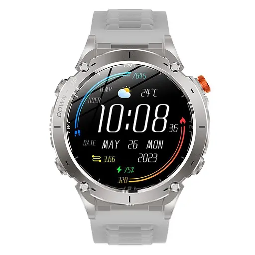 Тактичний розумний смарт-годинник для військових Smart Watch Y101 з ліхтариком компасом GPS-трекером і спортивними режимами Сірий - фото 3