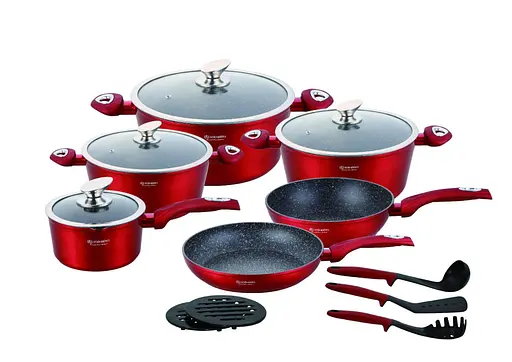 Набор посуды Edenberg EB-5612 15 предметов красный - фото 2