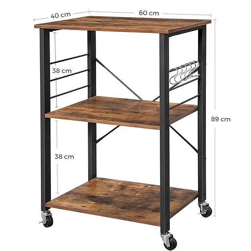 Стеллаж Leobert Dash в стиле Loft с колесиками коричневый - фото 2