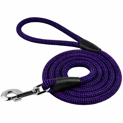 Поводок для собак Barksi Active 183х1.2 см из альпинистского шнура черно-фиолетовый - фото 1