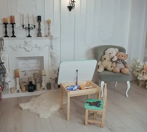 Дитячий письмовий столик та стільчик (з ящиком) для малювання та навчання (Зелений) Слонік - фото 2