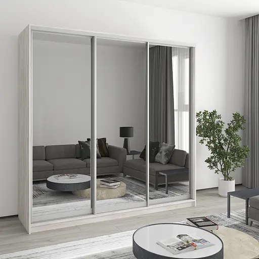 Шкаф-купе трехдверный MebelStar Стандарт AL 3 Зеркала 210x60x240 см Аляска серый (MBS-1616)