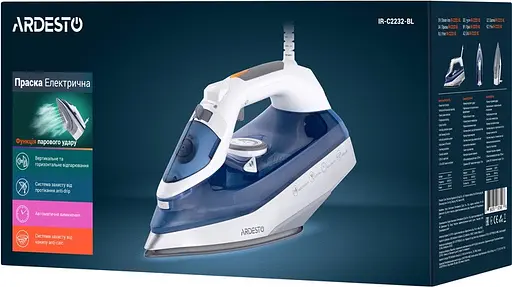 Гладильный паровой утюг ARDESTO IR-C2232-BL с керамическим покрытием подошвы 320мл 2200Вт Синий/Белый - фото 7