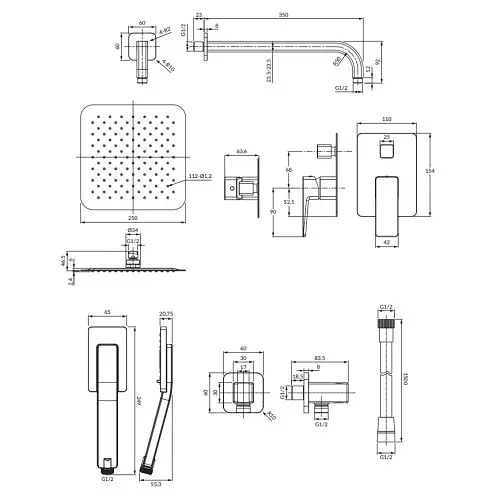 Душова система прихованого монтажу Omnires Parma nickel SYSPM21IN, Нікель - фото 2