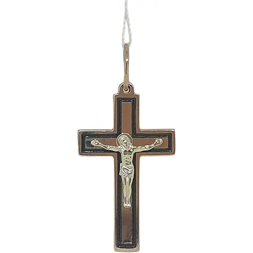 Золотий хрестик Харківська ювелірна фабрика Розп'яття Христа з емаллю. 173-МЕ