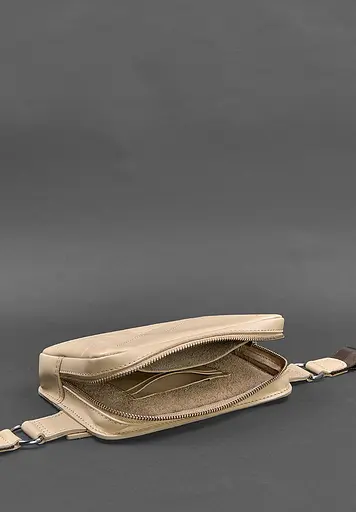 Шкіряна жіноча поясна сумка Dropbag Mini світло-бежева - фото 5