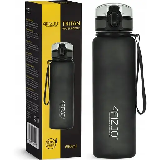 Пляшка для води 4FIZJO спортивна 650 мл Black (P-5905973403733) - фото 1