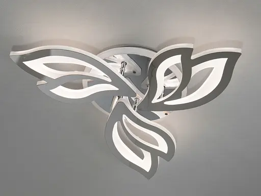 Современная LED люстра с пультом, димером и подсветкой, 55W, хром - фото 3