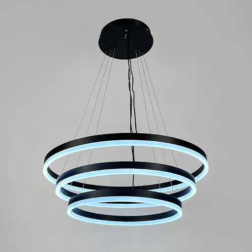LED люстра на три кільця у чорному каркасі 60+50+40 см | Line F | Арт. G68-600+500+400 BK - фото 6