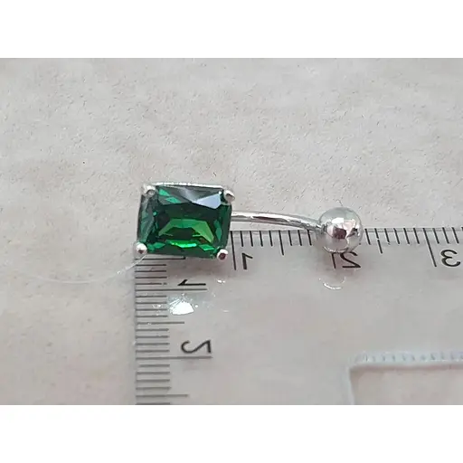 Серебряная серьга для пирсинга пупка с фианитами. 7028.4С - фото 4