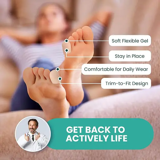 Гель-кришка та захист для ніг Welnove — Силіконові чохли для ніг — Подушки для полегшення болю, нігтів, що не вросли, мозолів - фото 4