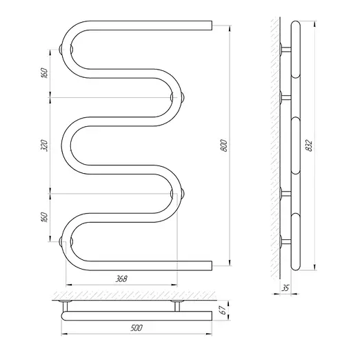 Полотенцесушитель Laris Змеевик 32 РС5 500x800 71207231, Хром - фото 2