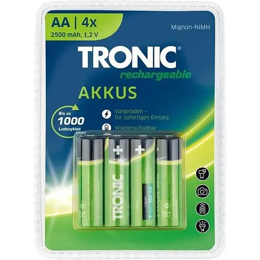 Акумуляторні батареї TRONIC Ni-MH HR6 АА 4шт 2500 mAh (PS-202501)
